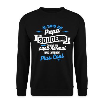 papa soudeur mais plus cool - Sweat-shirt Unisexe - noir - Devant - Alina (178cm) & Michal (187cm)