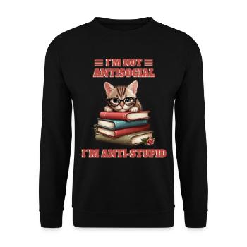 Clever Baby Cat - Unisex Sweatshirt - black - Front - Alina (178cm) & Michal (187cm)