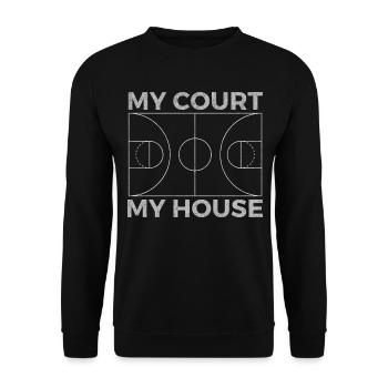 MY COURT MY HOUSE BASKETBALL GREY GRUNGE - Unisex Sweatshirt - black - Front - Alina (178cm) & Michal (187cm)