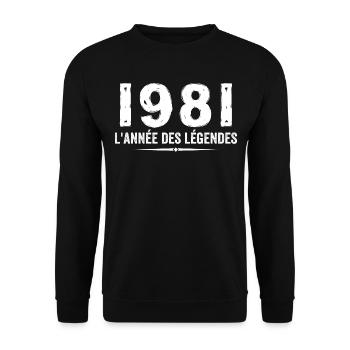 1981 Jahr der Legenden - 1981 Jubiläumsgeschenk - Unisex Pullover - Schwarz - Vorne - Alina (178cm) & Michal (187cm)