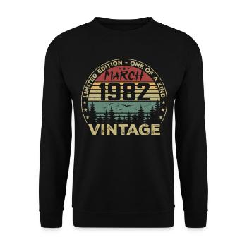 März 1982 - Bestes Geburtstagsgeschenk März 1982 - Unisex Pullover - Schwarz - Vorne - Alina (178cm) & Michal (187cm)