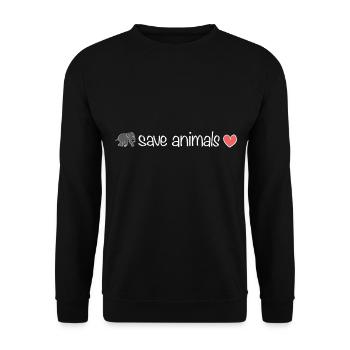 rette Tiere Tier Elefant Herz Tierschutz - Unisex Pullover - Schwarz - Vorne - Alina (178cm) & Michal (187cm)