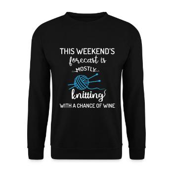 Les prévisions de week-end sont principalement à tricoter avec du vin - Sweat-shirt Unisexe - noir - Devant - Alina (178cm) & Michal (187cm)
