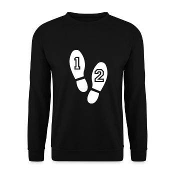 schritte schuhe laufen gehen - Unisex Pullover - Schwarz - Vorne - Alina (178cm) & Michal (187cm)