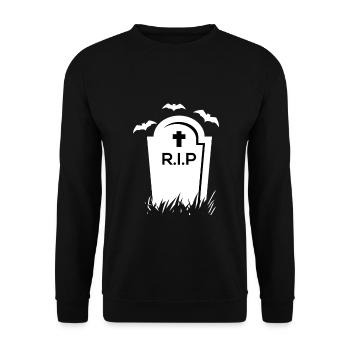 HALLOWEEN Friedhof Grab R.I.P - Unisex Pullover - Schwarz - Vorne - Alina (178cm) & Michal (187cm)