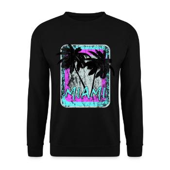 Miami Retro - Geschenkidee - Unisex Pullover - Schwarz - Vorne - Alina (178cm) & Michal (187cm)