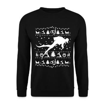 T-shirt de plongée cadeau Diver Ugly Christmas - Sweat-shirt Unisexe - noir - Devant - Alina (178cm) & Michal (187cm)