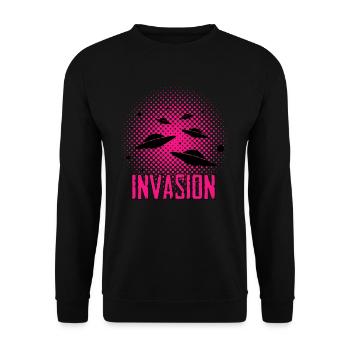 Alien - Ufo - Außerirdische - Unisex Pullover - Schwarz - Vorne - Alina (178cm) & Michal (187cm)