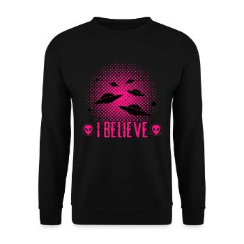 Alien - Ufo - Außerirdische - Unisex Pullover - Schwarz - Vorne - Alina (178cm) & Michal (187cm)