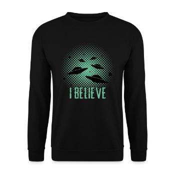 Alien - Ufo - Außerirdische - Unisex Pullover - Schwarz - Vorne - Alina (178cm) & Michal (187cm)