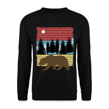 Bear - Adventure - Forest - Unisex Sweatshirt - black - Front - Alina (178cm) & Michal (187cm)