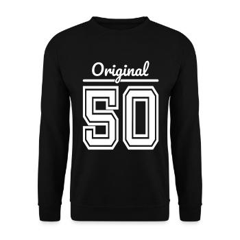 1950 year of birth, year / 50th birthday, age - Unisex Sweatshirt - black - Front - Alina (178cm) & Michal (187cm)