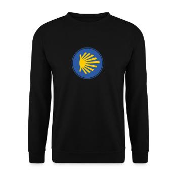 Scallop Pilgrims Way of St. James Pilgrim Scallop - Unisex Sweatshirt - black - Front - Alina (178cm) & Michal (187cm)