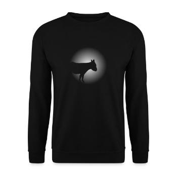 Süßer Esel Mondschein Eselhalter Geschenk - Unisex Pullover - Schwarz - Vorne - Alina (178cm) & Michal (187cm)