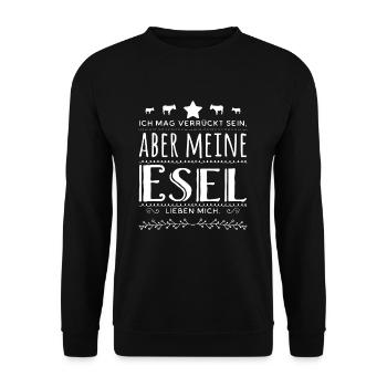 Witziger Spruch Esel Maultier Muli Geschenk - Unisex Pullover - Schwarz - Vorne - Alina (178cm) & Michal (187cm)