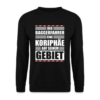 Baggerfahrer Baustelle - Unisex Pullover - Schwarz - Vorne - Alina (178cm) & Michal (187cm)