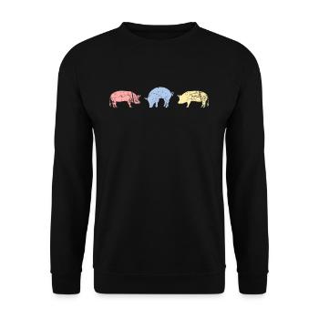 Cochons rétro porcins porcins - Sweat-shirt Unisexe - noir - Devant - Alina (178cm) & Michal (187cm)