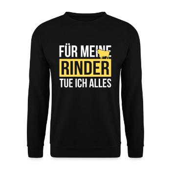 Rinder Rinderstall Rind - Unisex Pullover - Schwarz - Vorne - Alina (178cm) & Michal (187cm)