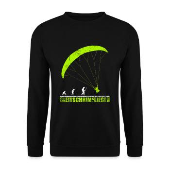 Gleitschirmfliegen Evolution Geschenk - Unisex Pullover - Schwarz - Vorne - Alina (178cm) & Michal (187cm)