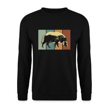 Sanglier cochon brosse rétro - Sweat-shirt Unisexe - noir - Devant - Alina (178cm) & Michal (187cm)