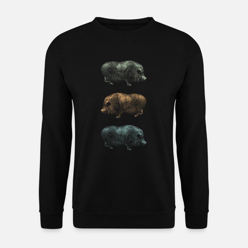 Retro Schwein Wildschwein Keiler Geschenk - Unisex Pullover - Schwarz