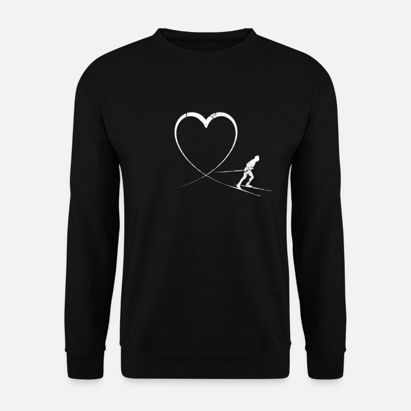 Herz Langlauf - Unisex Pullover - Schwarz