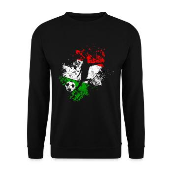 Italienische Flagge Fußball - Unisex Pullover - Schwarz - Vorne - Alina (178cm) & Michal (187cm)