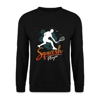 Lustiges Squash Squashspieler - Unisex Pullover - Schwarz - Vorne - Alina (178cm) & Michal (187cm)