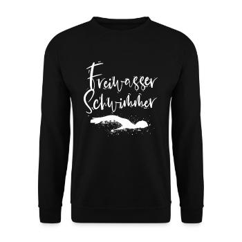 Schwimmen - Unisex Pullover - Schwarz - Vorne - Alina (178cm) & Michal (187cm)