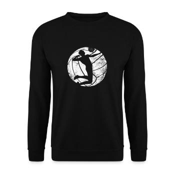 Retro Volleyball Volleyballspieler Beachvolleyball - Unisex Pullover - Schwarz - Vorne - Alina (178cm) & Michal (187cm)