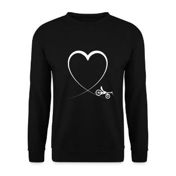 Retro Liegerad Fahrrad - Unisex Pullover - Schwarz - Vorne - Alina (178cm) & Michal (187cm)