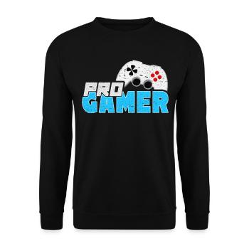 Pro gamer blue with gamepad - Unisex Sweatshirt - black - Front - Alina (178cm) & Michal (187cm)