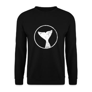 Wal Pottwal Illustration - Unisex Pullover - Schwarz - Vorne - Alina (178cm) & Michal (187cm)