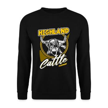 Hochlandrind Highland Cattle Illustration - Unisex Pullover - Schwarz - Vorne - Alina (178cm) & Michal (187cm)
