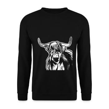 Bovins Highland écossais Bovins Highland - Sweat-shirt Unisexe - noir - Devant - Alina (178cm) & Michal (187cm)