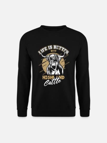 Vintage Highland Cattle Rind Hörner - Unisex Pullover - Schwarz