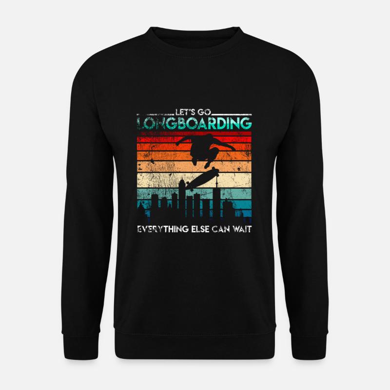 Retro longboarder longboard - Unisex Sweatshirt - black