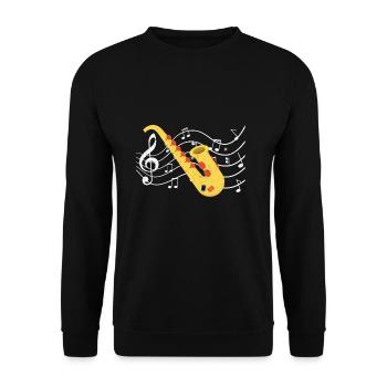 Saxophonist - Unisex Pullover - Schwarz - Vorne - Alina (178cm) & Michal (187cm)