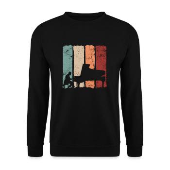 Pianist Klavier Geschenk - Unisex Pullover - Schwarz - Vorne - Alina (178cm) & Michal (187cm)