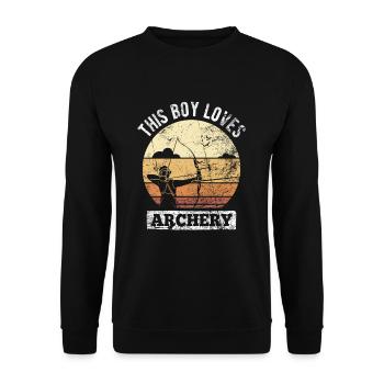Retro archer archery bow - Unisex Sweatshirt - black - Front - Alina (178cm) & Michal (187cm)