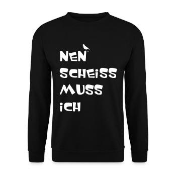 Nen scheiss muss ich - Unisex Pullover - Schwarz - Vorne - Alina (178cm) & Michal (187cm)