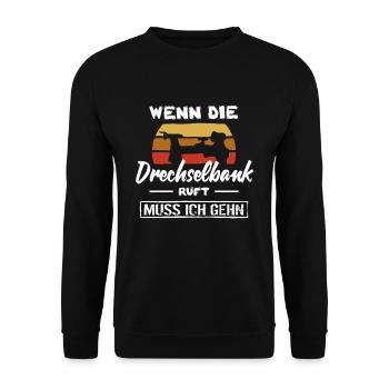Drechselbank Spruch - Unisex Pullover - Schwarz - Vorne - Alina (178cm) & Michal (187cm)