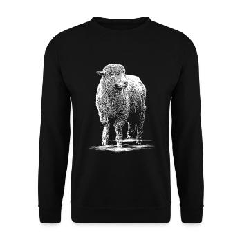 Schaf Illustration Schafbock - Unisex Pullover - Schwarz - Vorne - Alina (178cm) & Michal (187cm)