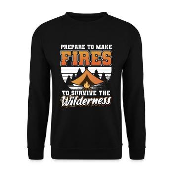 Fire Nature Survivalist - Unisex Sweatshirt - black - Front - Alina (178cm) & Michal (187cm)