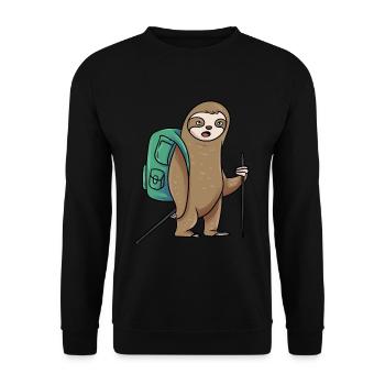 Lazy Hiker Sloth Hiking - Unisex Sweatshirt - black - Front - Alina (178cm) & Michal (187cm)