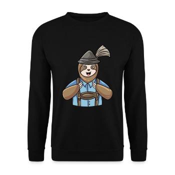 Paresseux bavarois Lederhosen - Sweat-shirt Unisexe - noir - Devant - Alina (178cm) & Michal (187cm)
