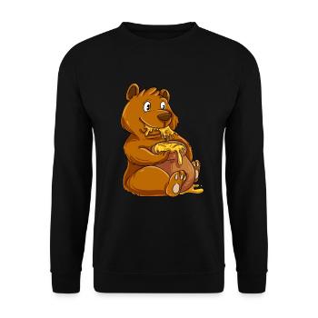 Braunbär Bär Honig - Unisex Pullover - Schwarz - Vorne - Alina (178cm) & Michal (187cm)