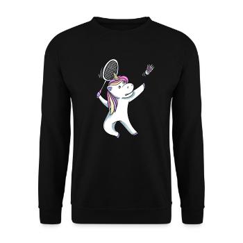 Unicorn Badminton - Unisex Sweatshirt - black - Front - Alina (178cm) & Michal (187cm)