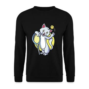Tennis Cat - Unisex Sweatshirt - black - Front - Alina (178cm) & Michal (187cm)
