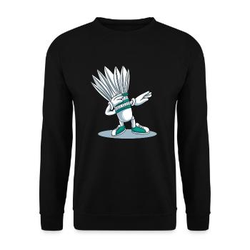 Lustige Badminton Dab Dabbing Federball - Unisex Pullover - Schwarz - Vorne - Alina (178cm) & Michal (187cm)